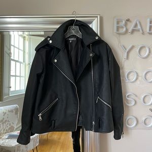 Missguided Black Faux Leather Oversized Biker Jacket